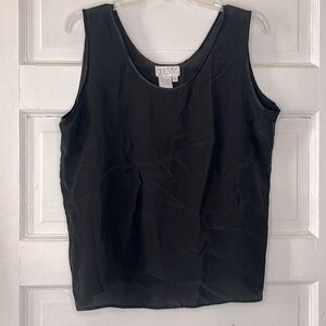 Vintage TESS 100% Silk Black Tank Top XL